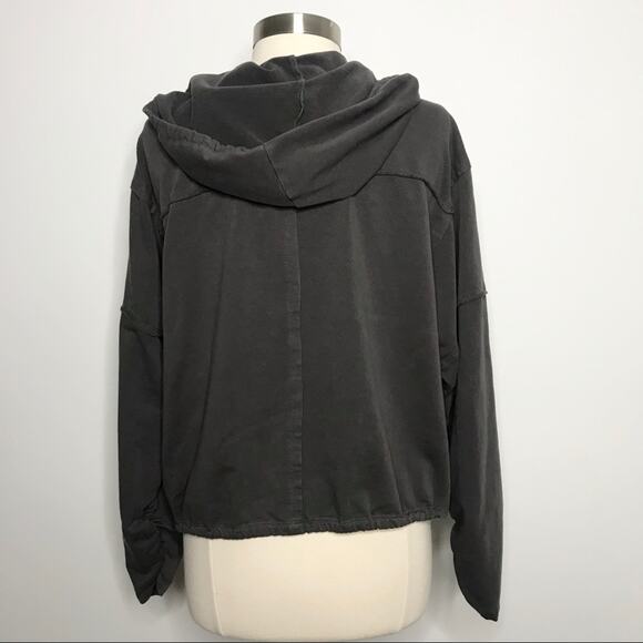 Young Fabulous & Broke Medium M Gray Ruched Full Zip Sweatshirt French Terry - Picture 3 of 8